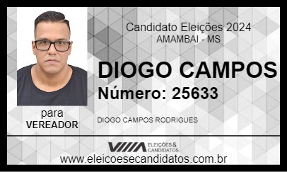 Candidato DIOGO CAMPOS 2024 - AMAMBAI - Eleições