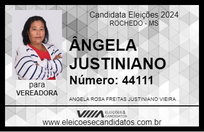 Candidato ÂNGELA JUSTINIANO 2024 - ROCHEDO - Eleições