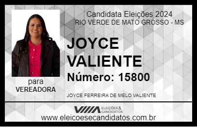 Candidato JOYCE VALIENTE 2024 - RIO VERDE DE MATO GROSSO - Eleições