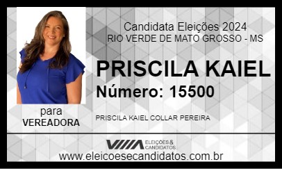 Candidato PRISCILA KAIEL 2024 - RIO VERDE DE MATO GROSSO - Eleições