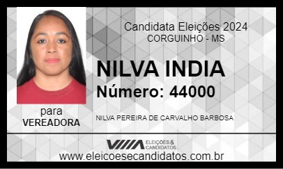 Candidato NILVA INDIA 2024 - CORGUINHO - Eleições