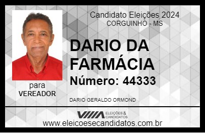 Candidato DARIO DA FARMÁCIA 2024 - CORGUINHO - Eleições