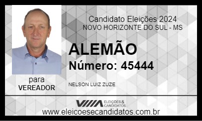 Candidato ALEMÃO 2024 - NOVO HORIZONTE DO SUL - Eleições