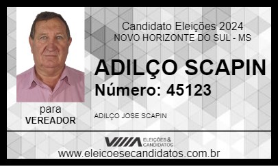 Candidato ADILÇO SCAPIN 2024 - NOVO HORIZONTE DO SUL - Eleições