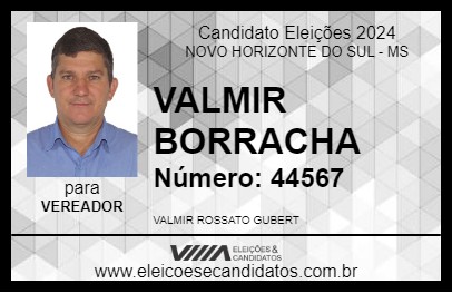 Candidato VALMIR BORRACHA 2024 - NOVO HORIZONTE DO SUL - Eleições