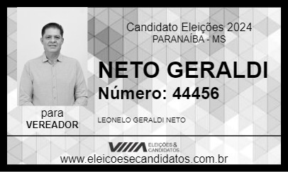 Candidato NETO GERALDI 2024 - PARANAÍBA - Eleições