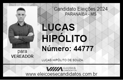 Candidato LUCAS HIPÓLITO 2024 - PARANAÍBA - Eleições