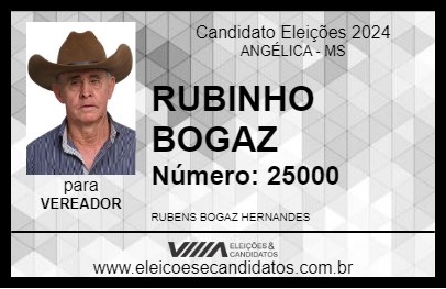 Candidato RUBINHO BOGAZ 2024 - ANGÉLICA - Eleições