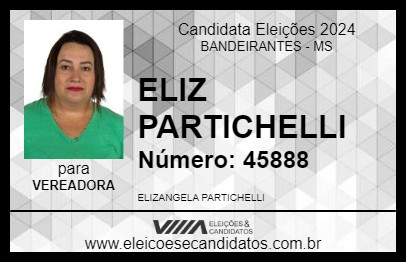 Candidato ELIZ PARTICHELLI 2024 - BANDEIRANTES - Eleições