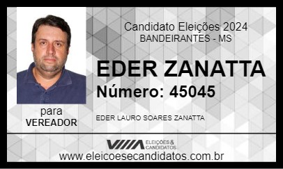 Candidato EDER ZANATTA 2024 - BANDEIRANTES - Eleições