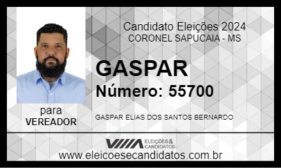 Candidato GASPAR 2024 - CORONEL SAPUCAIA - Eleições