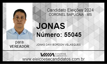 Candidato JONAS 2024 - CORONEL SAPUCAIA - Eleições