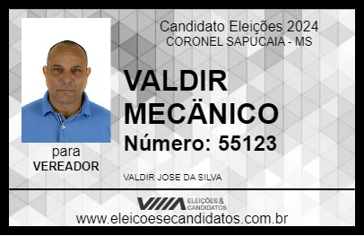 Candidato VALDIR MECÄNICO 2024 - CORONEL SAPUCAIA - Eleições