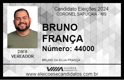 Candidato BRUNO FRANÇA 2024 - CORONEL SAPUCAIA - Eleições