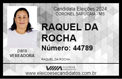 Candidato RAQUEL DA ROCHA 2024 - CORONEL SAPUCAIA - Eleições