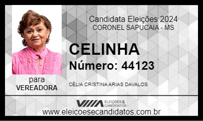 Candidato CELINHA 2024 - CORONEL SAPUCAIA - Eleições