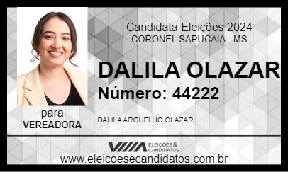 Candidato DALILA OLAZAR 2024 - CORONEL SAPUCAIA - Eleições