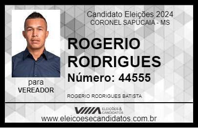 Candidato ROGERIO RODRIGUES 2024 - CORONEL SAPUCAIA - Eleições