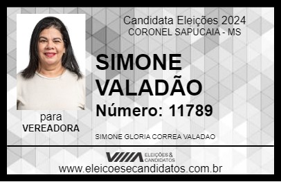 Candidato SIMONE VALADÃO 2024 - CORONEL SAPUCAIA - Eleições