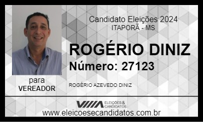 Candidato ROGÉRIO DINIZ 2024 - ITAPORÃ - Eleições