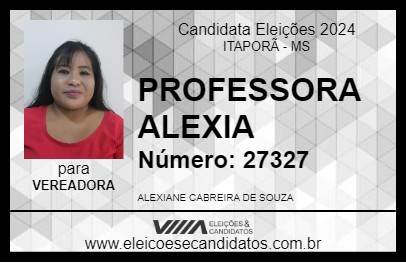 Candidato PROFESSORA ALEXIA 2024 - ITAPORÃ - Eleições