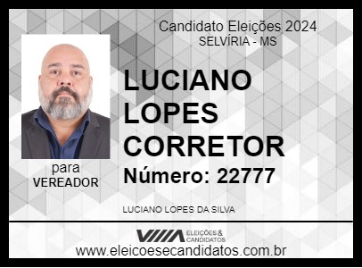 Candidato LUCIANO LOPES CORRETOR 2024 - SELVÍRIA - Eleições