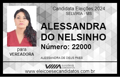 Candidato ALESSANDRA DO NELSINHO 2024 - SELVÍRIA - Eleições