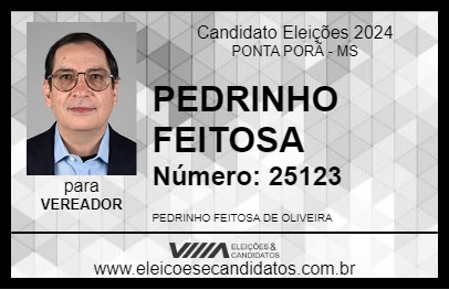 Candidato PEDRINHO FEITOSA 2024 - PONTA PORÃ - Eleições