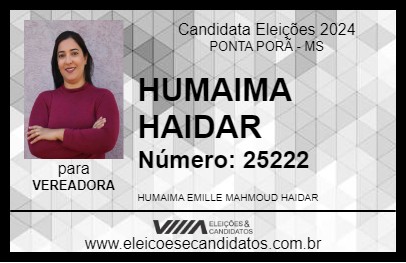 Candidato HUMAIMA HAIDAR 2024 - PONTA PORÃ - Eleições