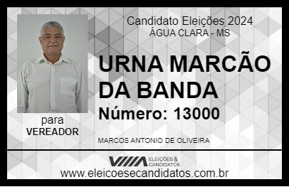 Candidato MARCÃO DA BANDA 2024 - ÁGUA CLARA - Eleições