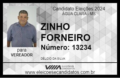 Candidato ZINHO FORNEIRO 2024 - ÁGUA CLARA - Eleições