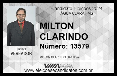 Candidato MILTON CLARINDO 2024 - ÁGUA CLARA - Eleições