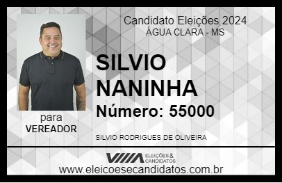 Candidato SILVIO NANINHA 2024 - ÁGUA CLARA - Eleições