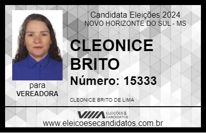 Candidato CLEONICE BRITO 2024 - NOVO HORIZONTE DO SUL - Eleições