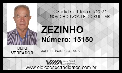 Candidato ZEZINHO 2024 - NOVO HORIZONTE DO SUL - Eleições