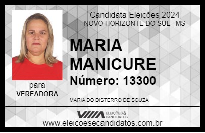 Candidato MARIA MANICURE 2024 - NOVO HORIZONTE DO SUL - Eleições