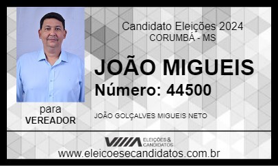 Candidato JOÃO MIGUEIS 2024 - CORUMBÁ - Eleições