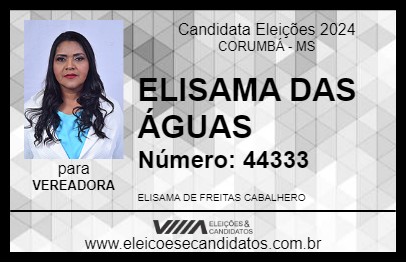 Candidato ELISAMA DO PANTANAL 2024 - CORUMBÁ - Eleições