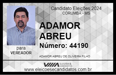 Candidato ADAMOR ABREU 2024 - CORUMBÁ - Eleições