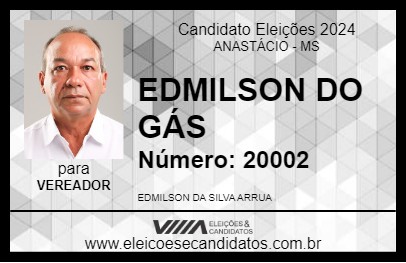 Candidato EDMILSON DO GÁS 2024 - ANASTÁCIO - Eleições