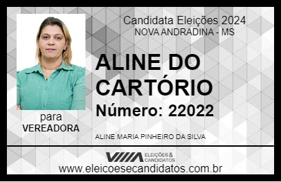 Candidato ALINE DO CARTÓRIO 2024 - NOVA ANDRADINA - Eleições