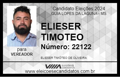 Candidato ELIESER TIMOTEO 2024 - GUIA LOPES DA LAGUNA - Eleições