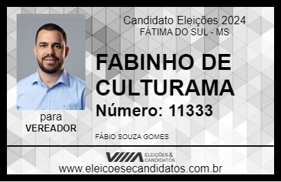 Candidato FABINHO DE CULTURAMA 2024 - FÁTIMA DO SUL - Eleições