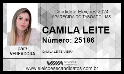 Candidato CAMILA LEITE 2024 - APARECIDA DO TABOADO - Eleições