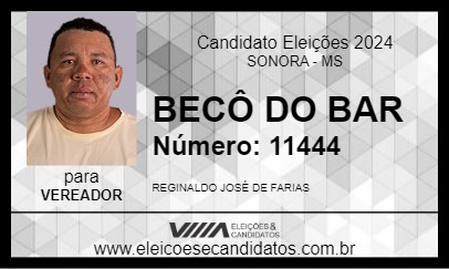 Candidato BECÔ DO BAR 2024 - SONORA - Eleições