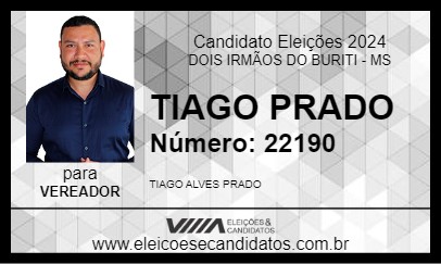 Candidato TIAGO PRADO 2024 - DOIS IRMÃOS DO BURITI - Eleições