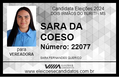 Candidato SARA QUERICO 2024 - DOIS IRMÃOS DO BURITI - Eleições