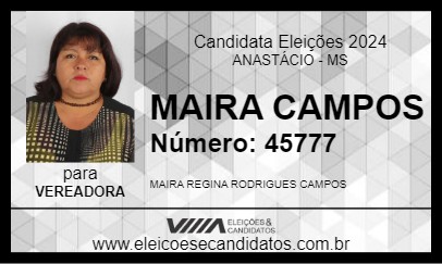 Candidato MAIRA CAMPOS 2024 - ANASTÁCIO - Eleições