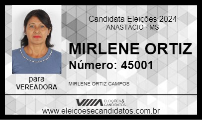 Candidato MIRLENE ORTIZ 2024 - ANASTÁCIO - Eleições