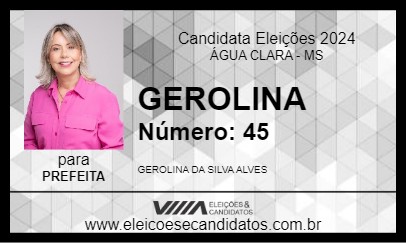 Candidato GEROLINA 2024 - ÁGUA CLARA - Eleições